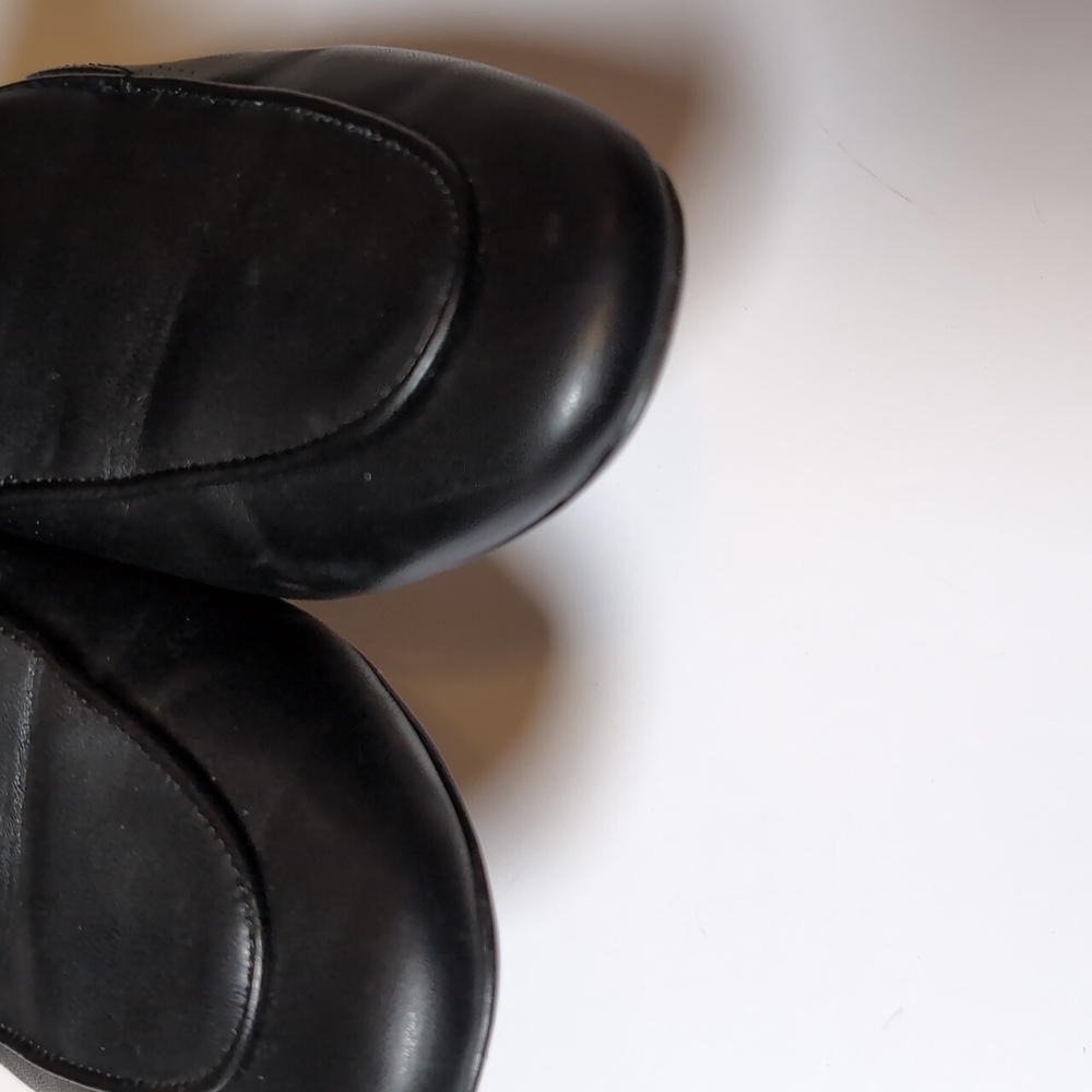 J. Crew Factory Black Leather Backless Loafer Mules - Picture 3 of 6